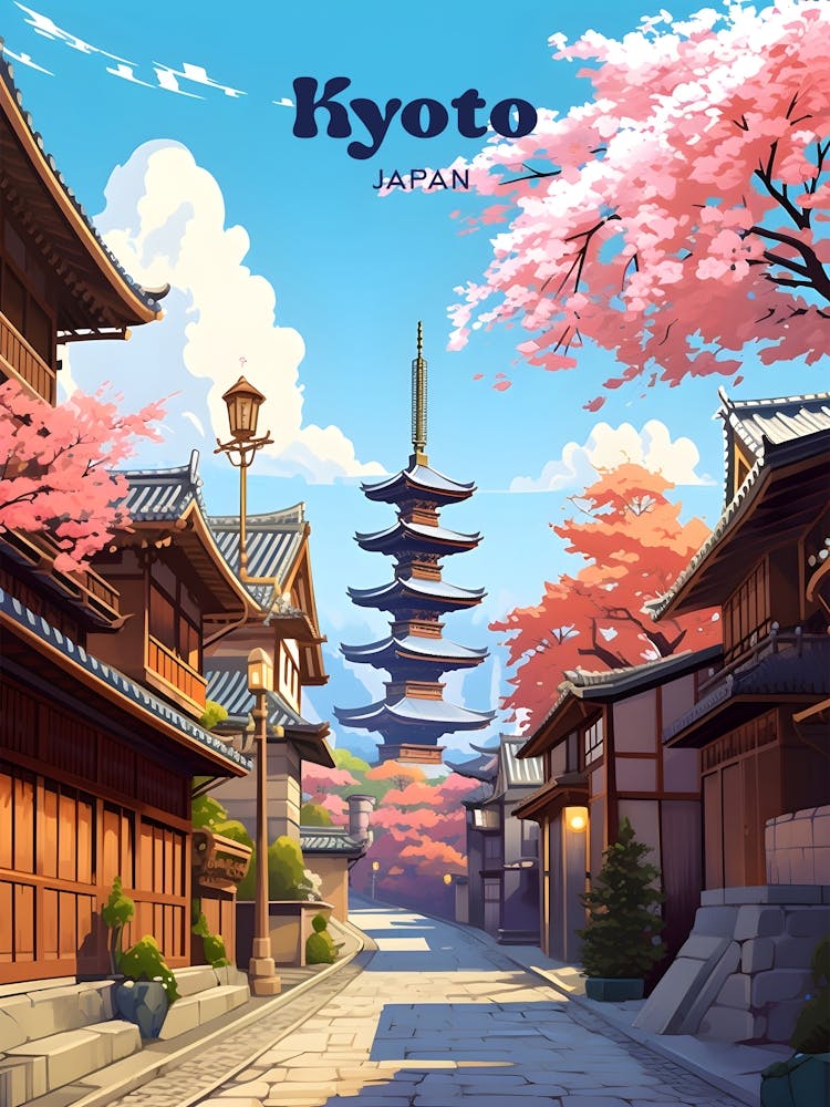 Kyoto Japan Streetview Travel Illustration