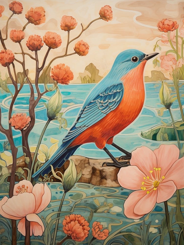 Eastern Bluebird 4 Detailed Bird Painting
