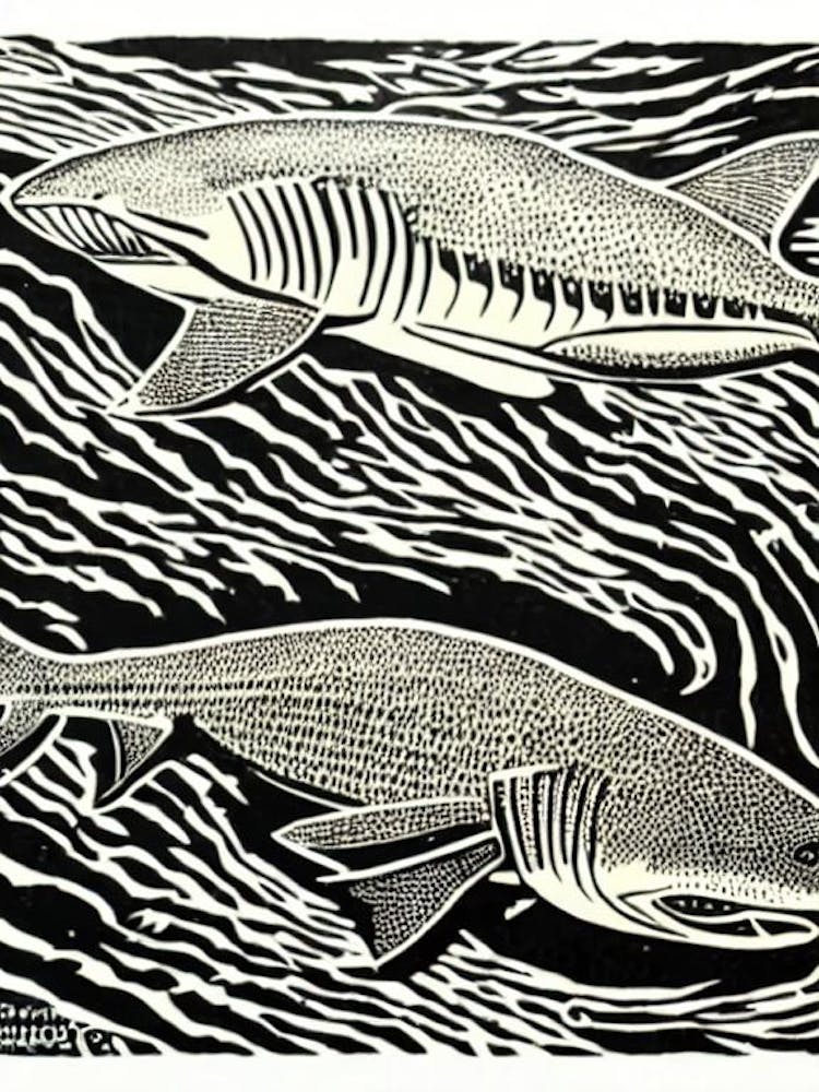 Tiger Shark Linocut