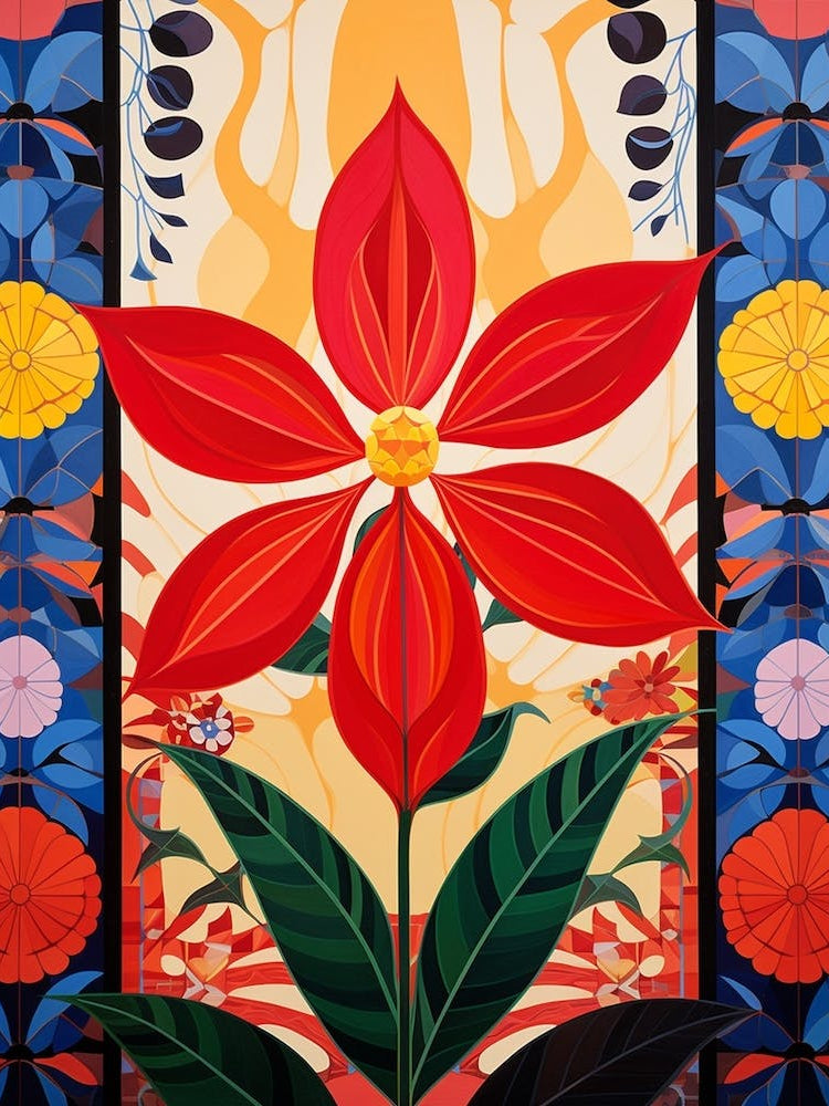 Flower Motif Painting Poinsettia 3