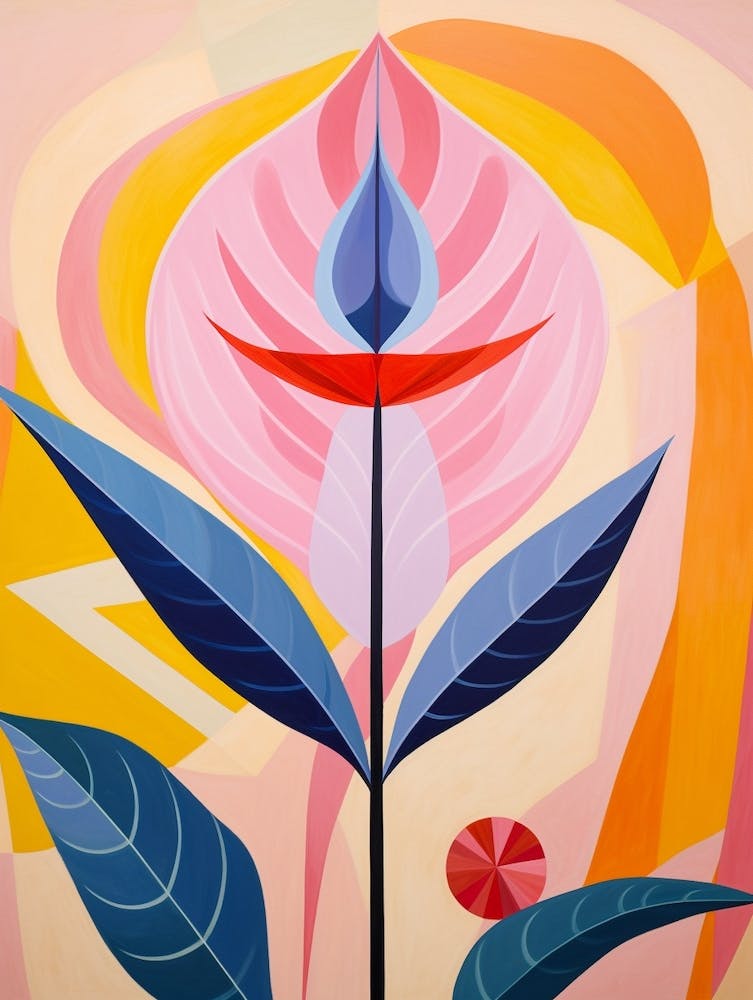 Bird Of Paradise Hilma Af Klint Inspired Pastel Flower Painting