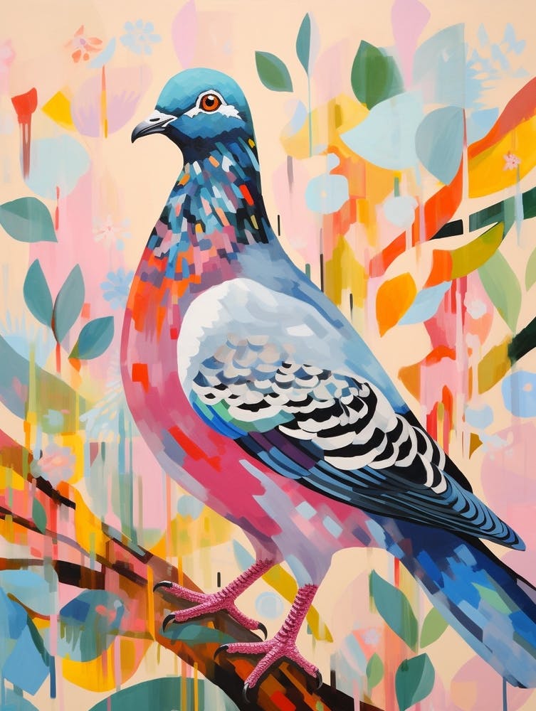 Bird Painting Collage Pigeon 1