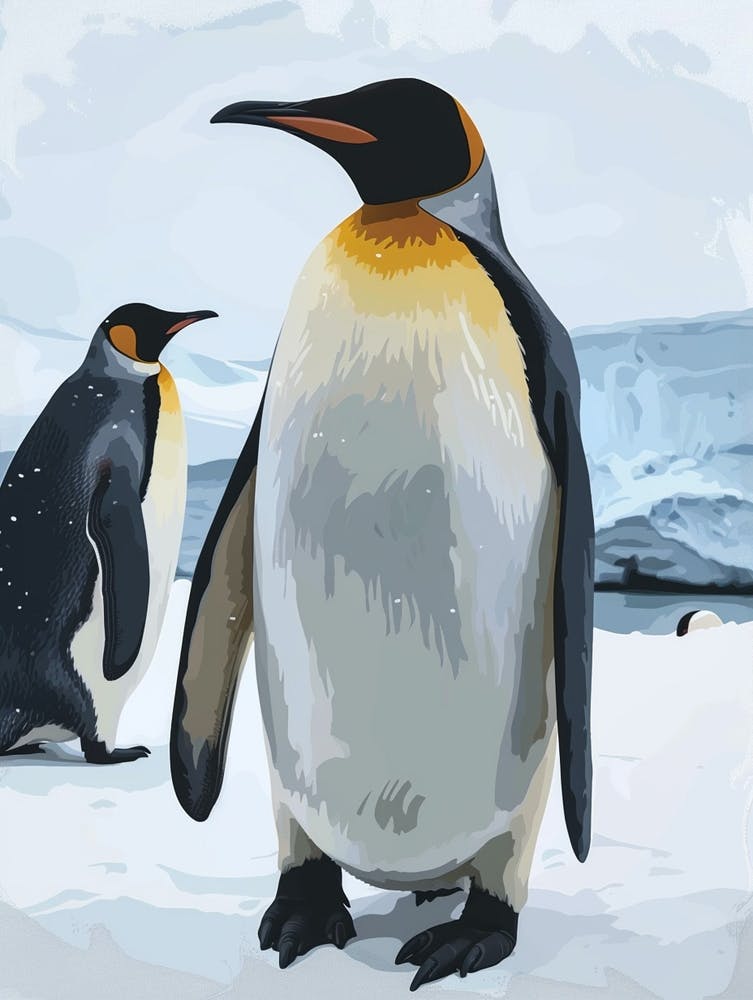 Emperor Penguin Saunders Island Minimalist Illustration 2
