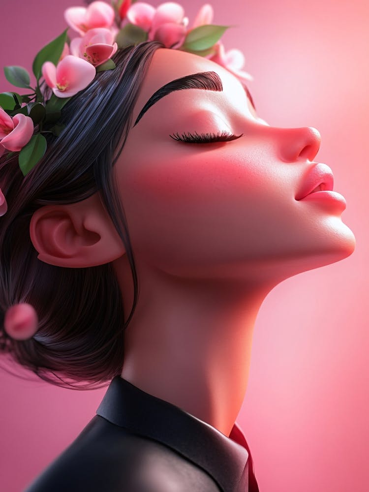 Portrait Of A Girl With Flowers