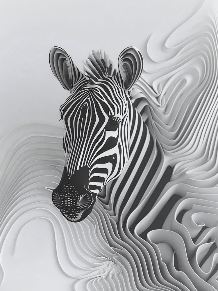 Zebra Minimalist Line Art