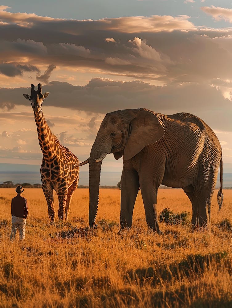 Giraffen und Elefanten