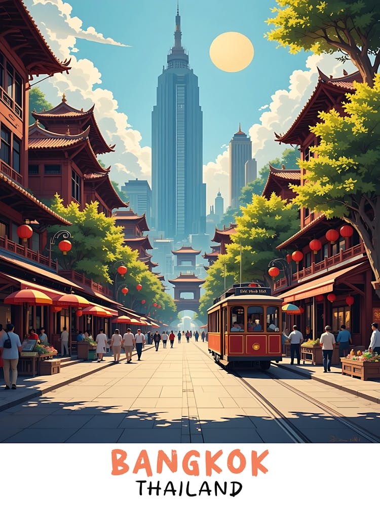 Bangkok - Thailand Vintage Travel Poster 15