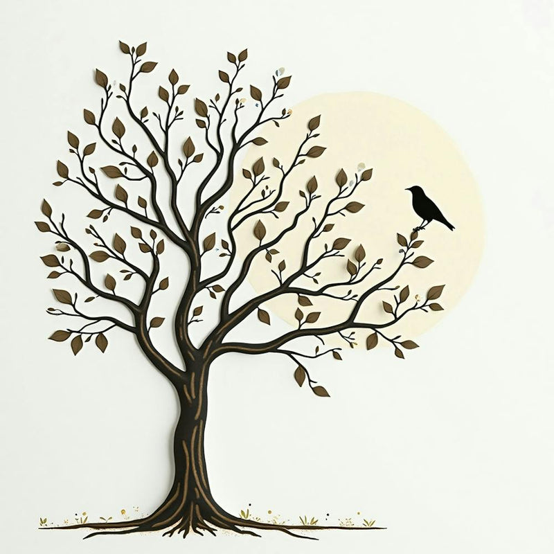 Tree and Crow by the Moon