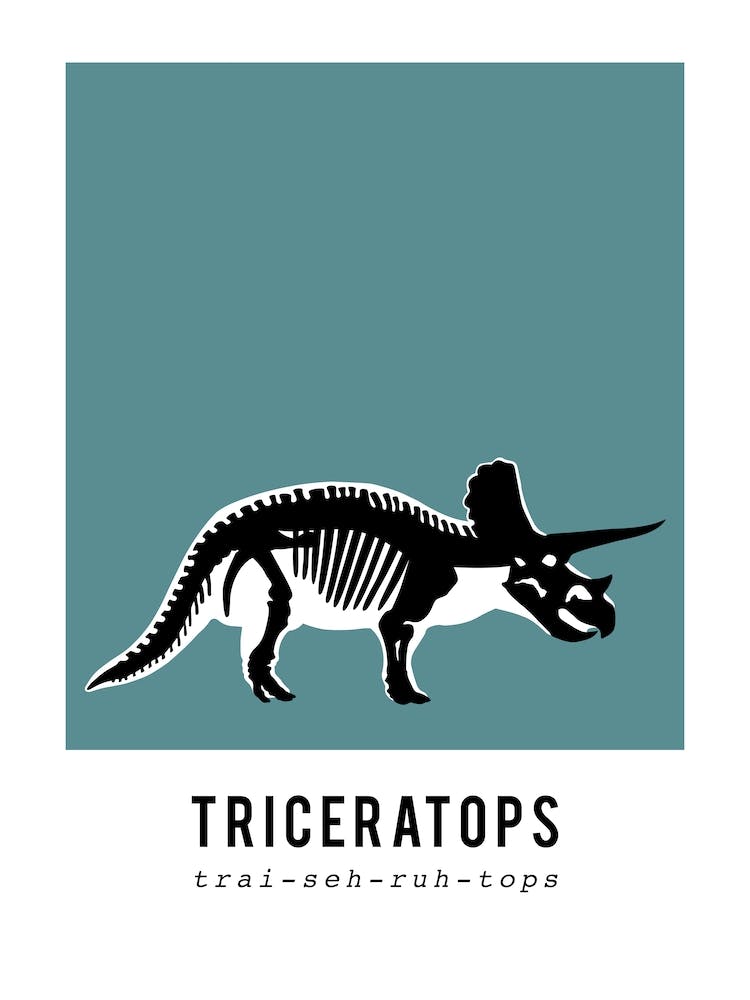 Triceratops, Dinosaur Boys Room Decor, Blue
