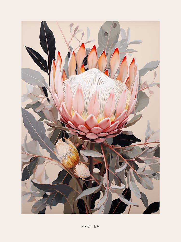 Flower Illustration Protea 7 Poster