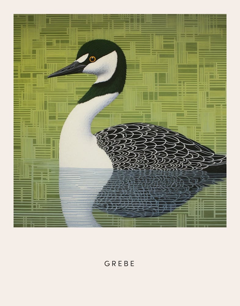 Ohara Koson Inspired Bird Painting Grebe 1 Poster