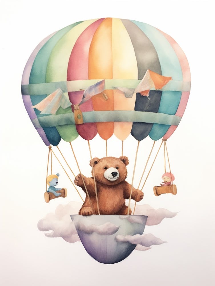 Baby Bear 6 In A Hot Air Balloon