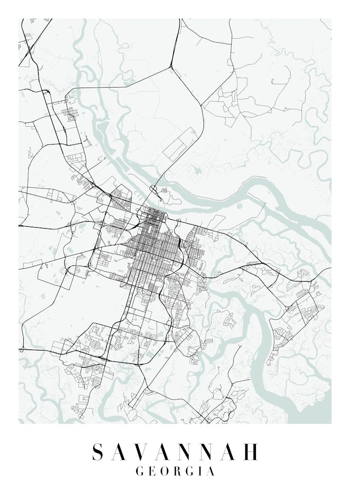 Savannah Georgia Street Map Minimal Color