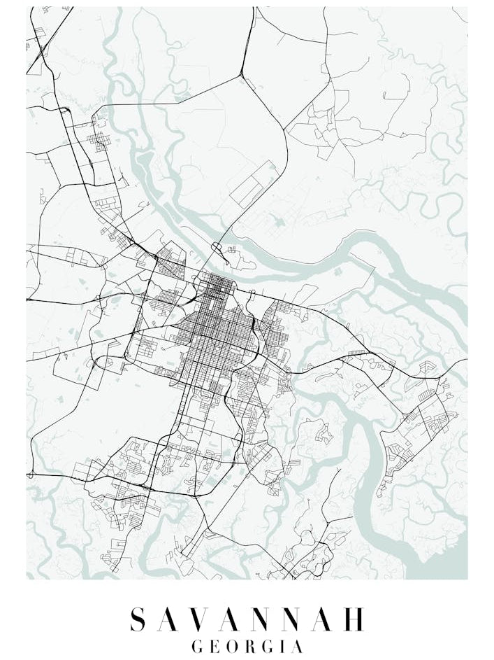 Savannah Georgia Street Map Minimal Color