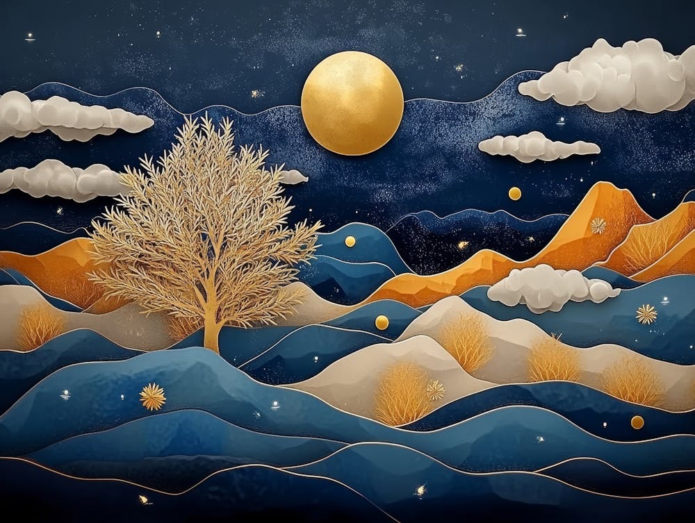 3d Modern Art with Dark Blue Background 2
