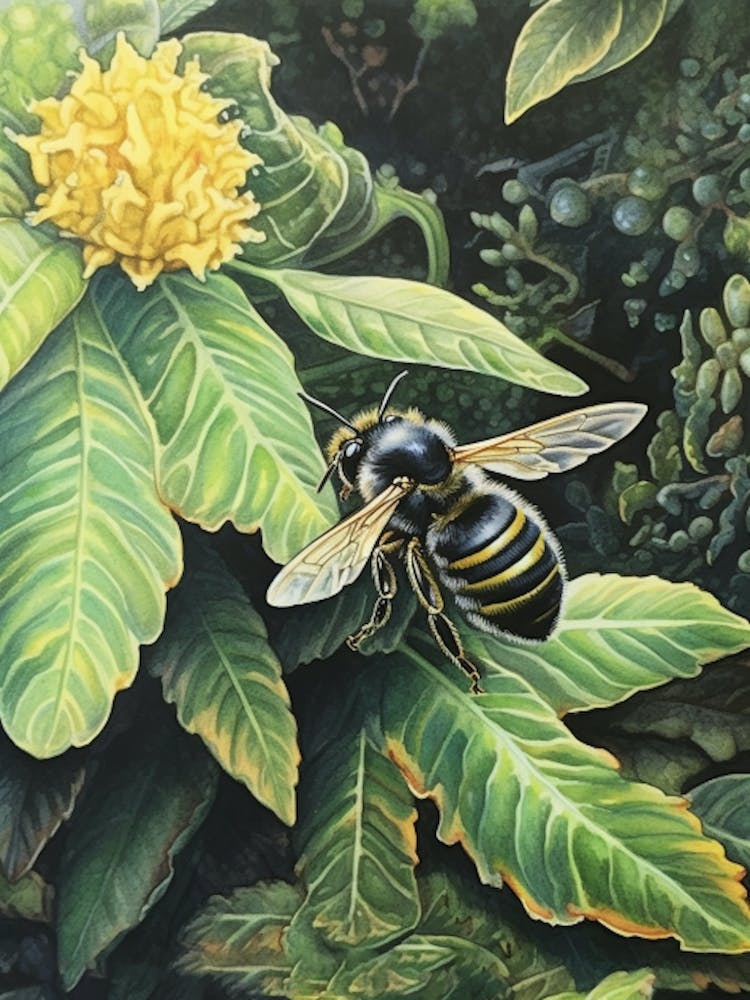 Hairy Footed Cuckoo Beehive Watercolour Illustration 3