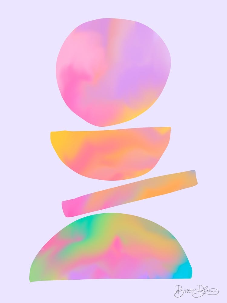 Rainbow Midcentury Composition Abstract