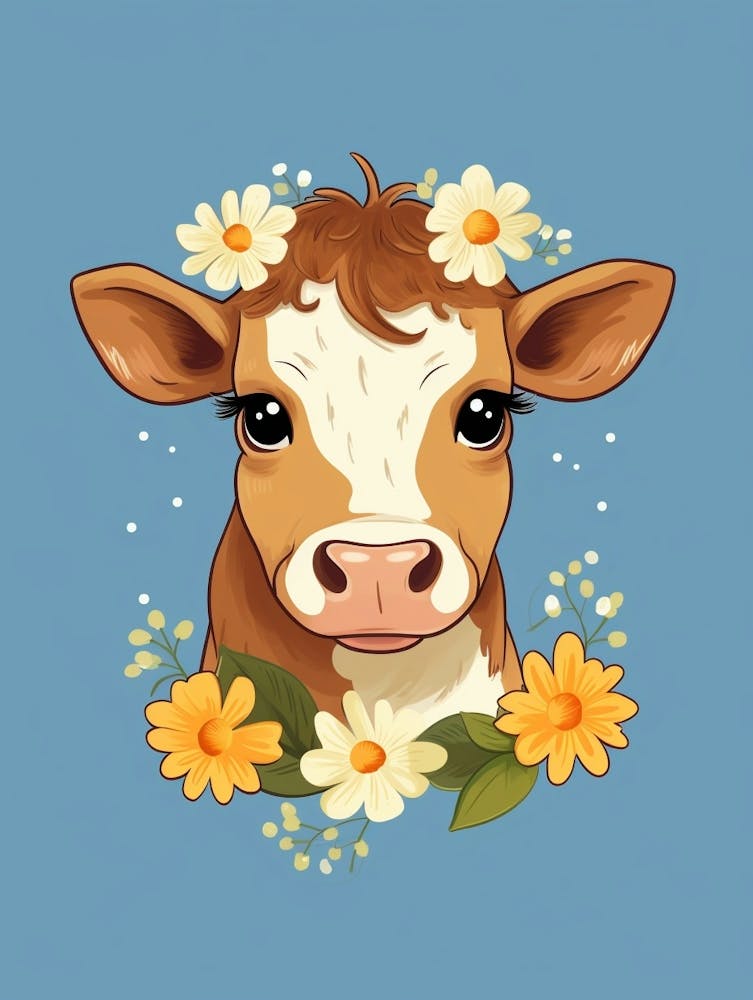 Baby Animal Illustration  Cow 1