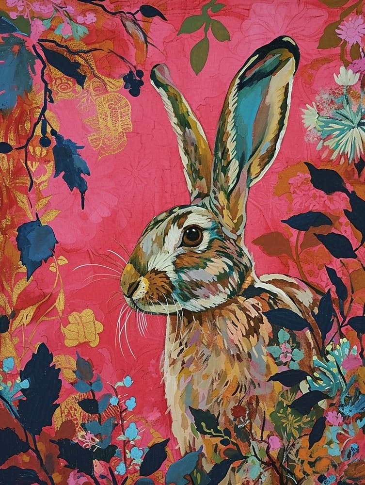 Floral Animal Painting Rabbit 3