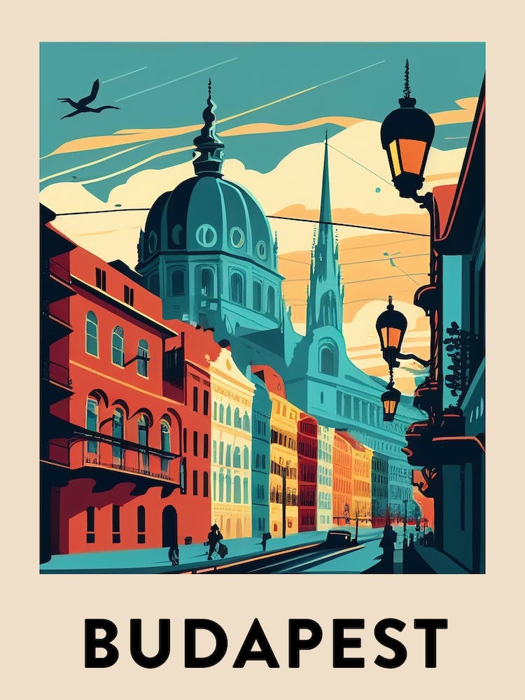 Budapest Vintage Travel Poster