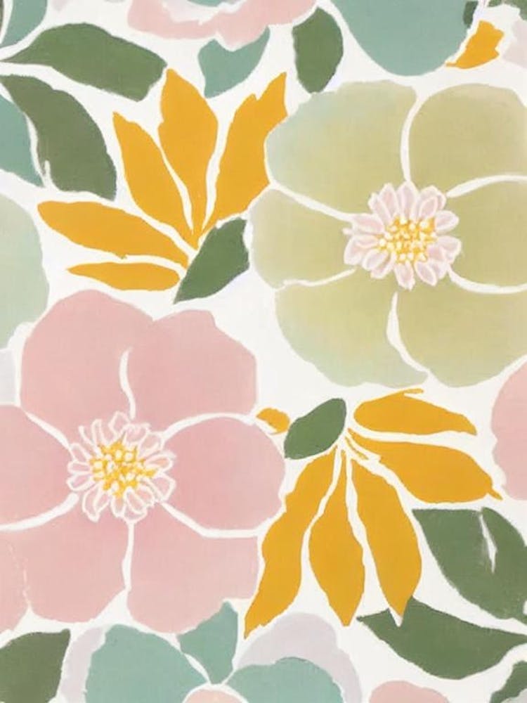 Camellia Pastel Floral 4 Flower