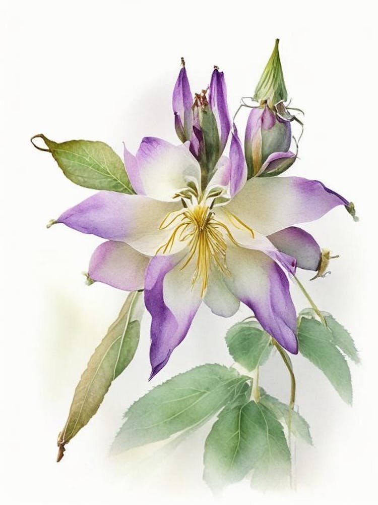 Wild Columbine Wildflower Watercolour
