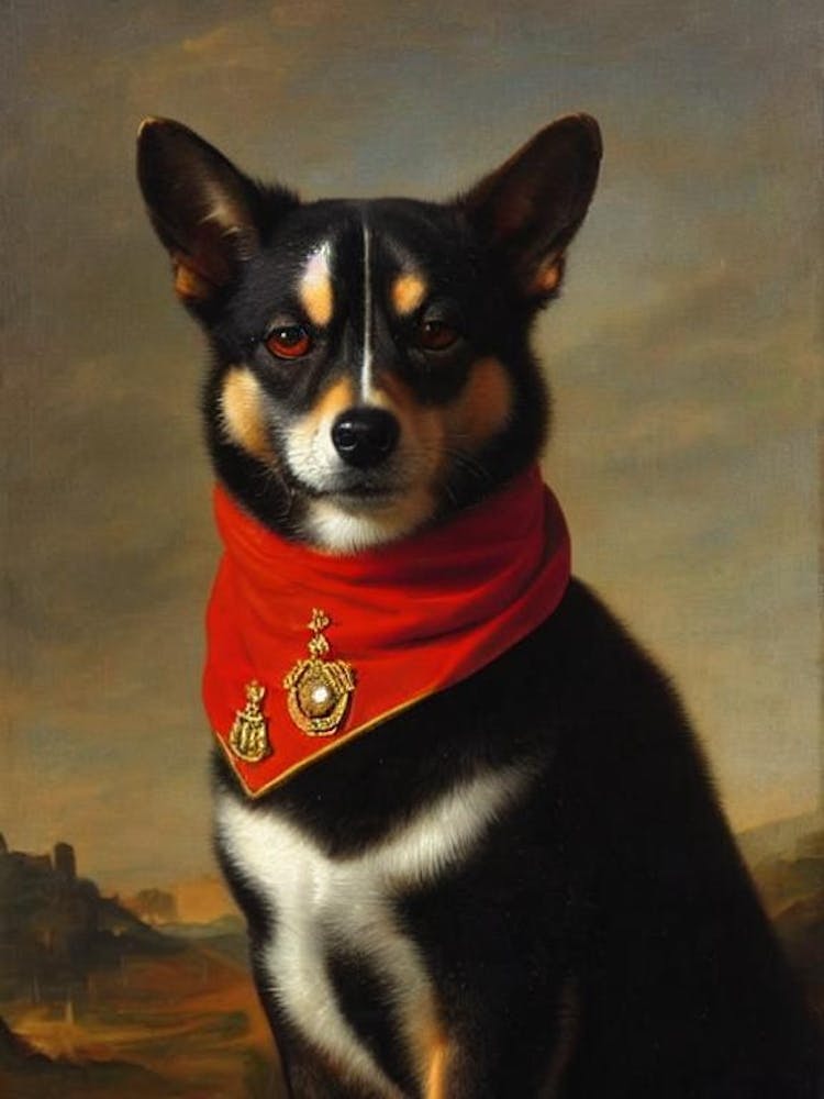 Swedish Vallhund Renaissance Portrait Oil Painting