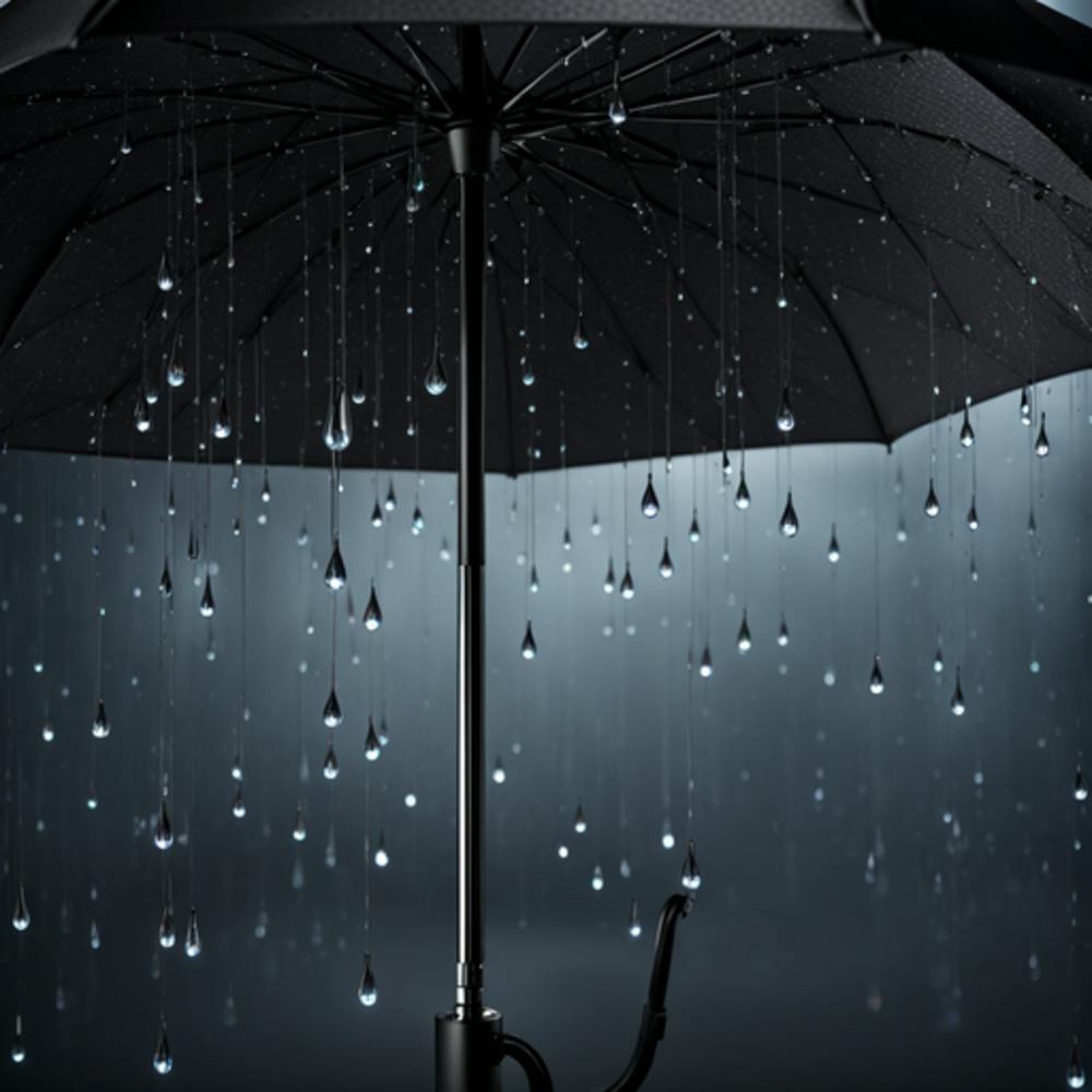 Black Umbrella In The Rain