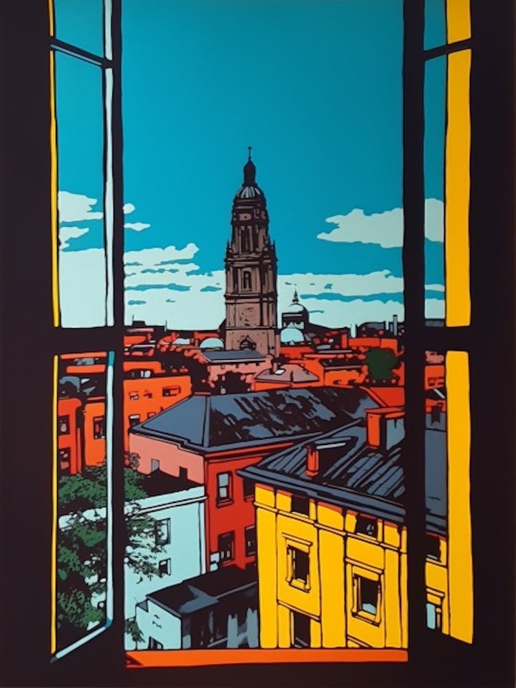 Ein Fensterblick auf Berlin im Stil der Pop Art 1
