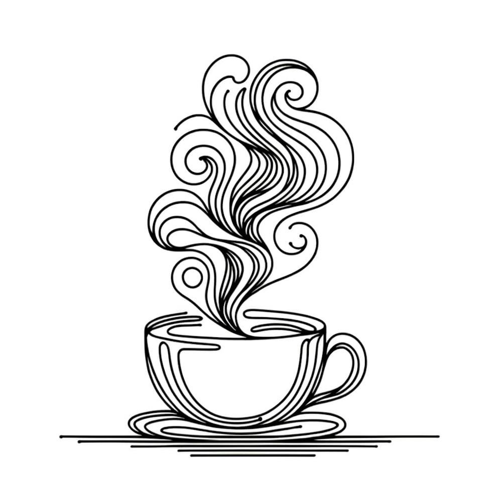 Line drawing of a Cup Of Coffee | Kitchen Wall Art