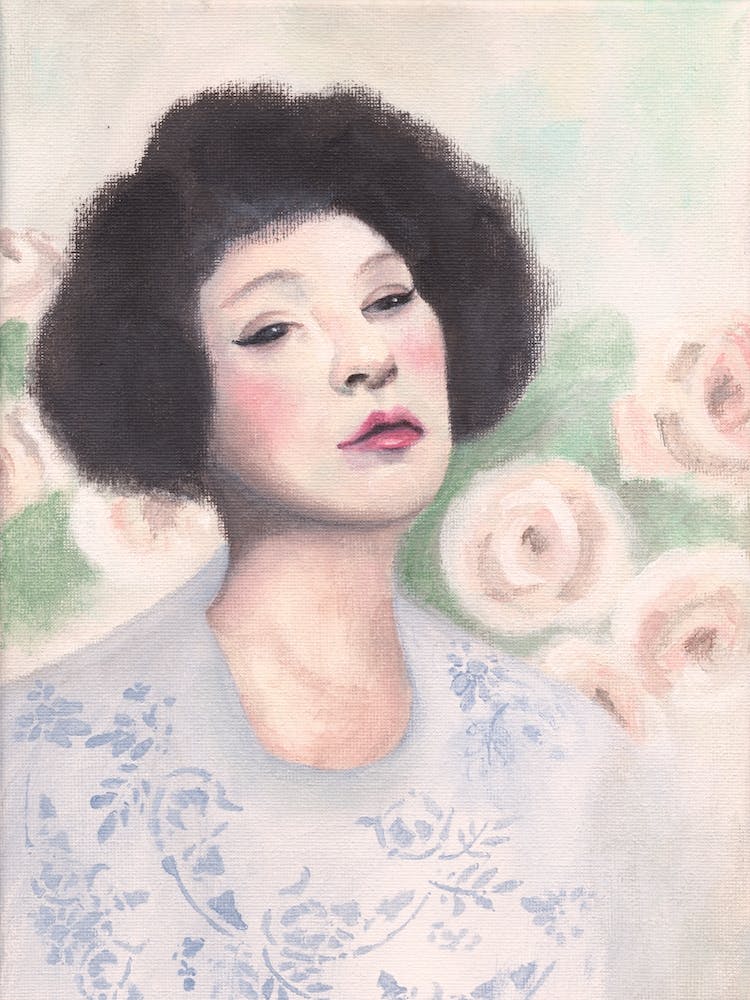 Woman With Pastel Flowers