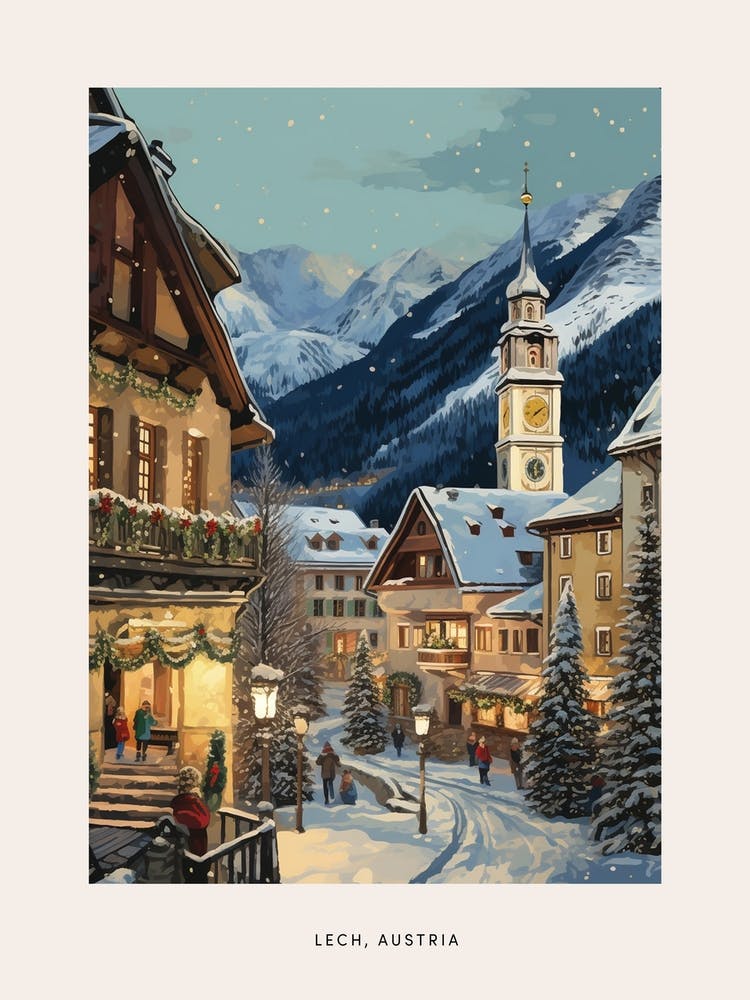 Vintage Winter Poster Lech Austria 3