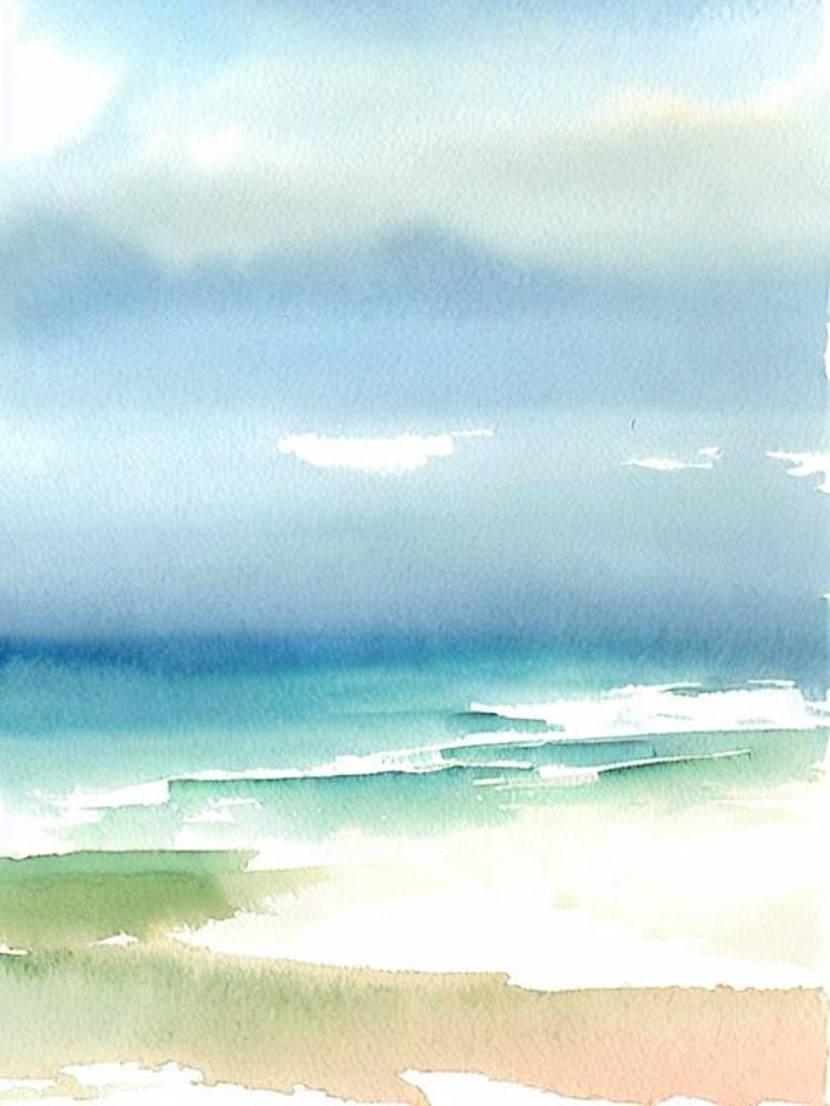 Polzeath Beach 2, Cornwall Watercolour