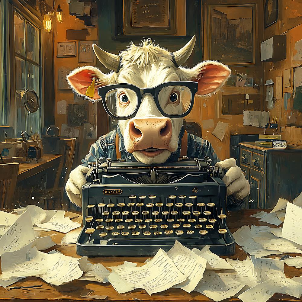 Vache Écrivain Amusante Vintage 1