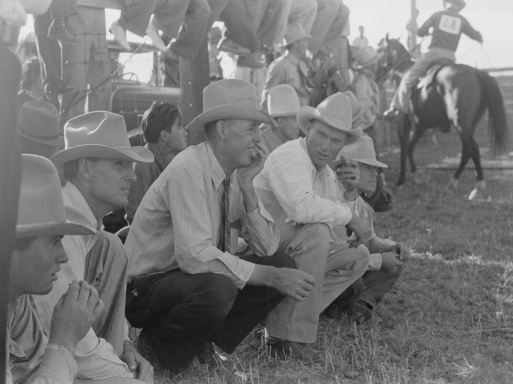 Zuschauer beim Bean Day Rodeo, Wagon Mound, New Mexico By Russell Lee 2