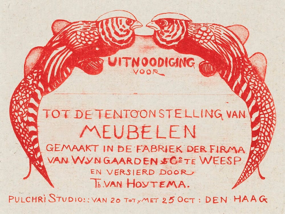 Carte D'invitation Pour Une Exposition De Meubles, Theo Van Hoytema