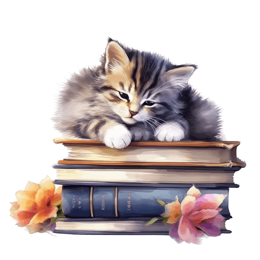Cat Sleeping On Books 17