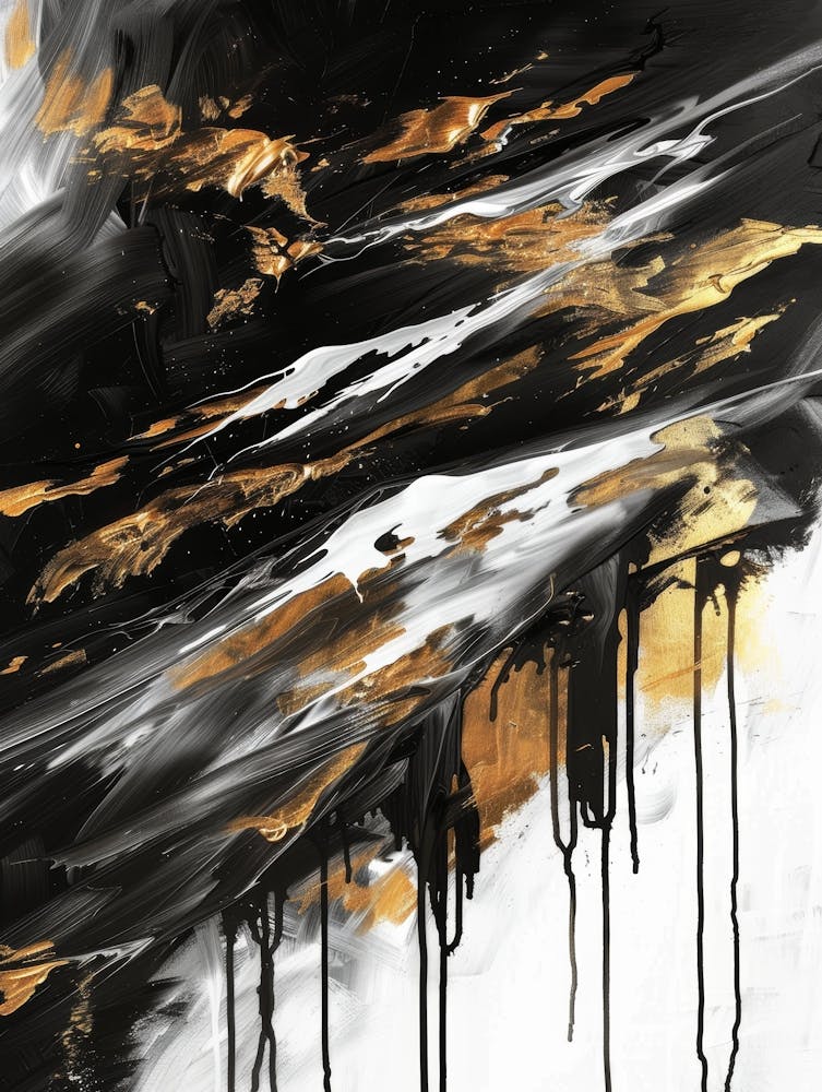 Abstract Black And Gold Painting 111