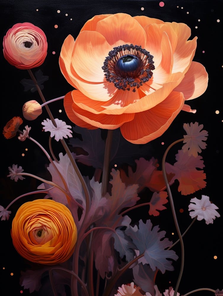 Surreal Florals Ranunculus 2 Flower Painting