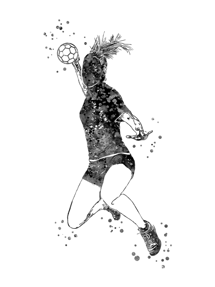 Handball Player Girl Hits The Ball 1