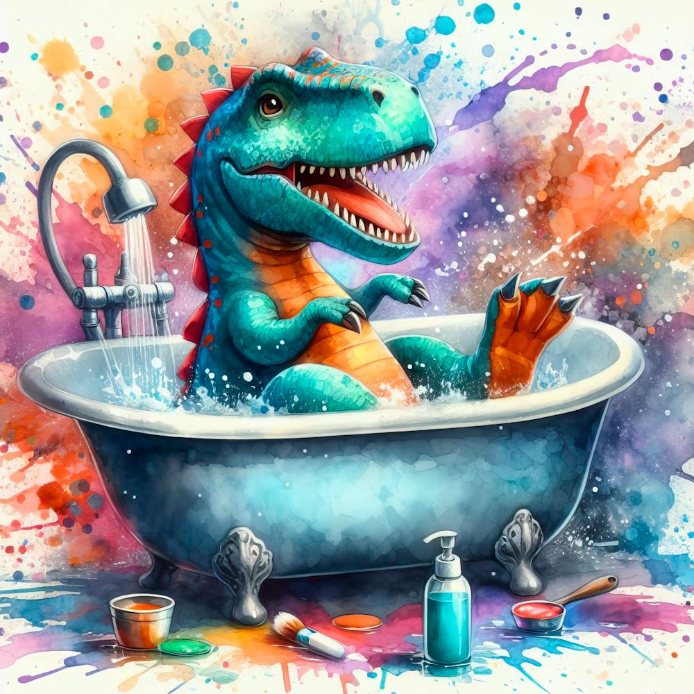 Dinosaur In The Bath 1