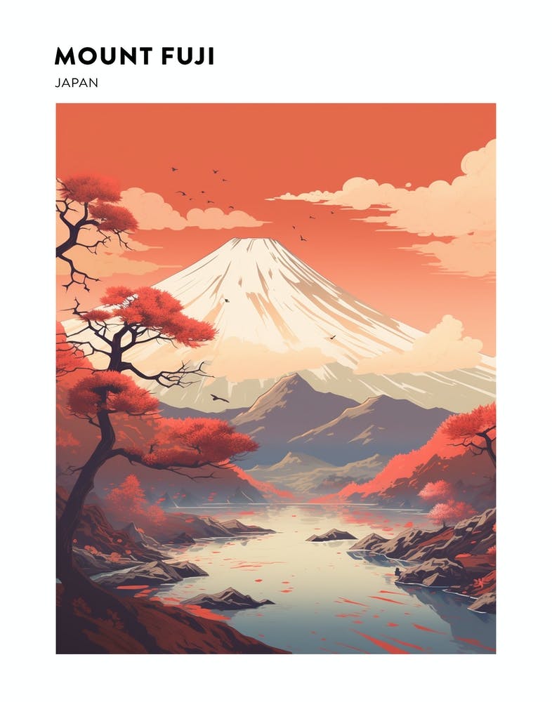 Mount Fuji Japan 2 Hiking Trail Landscape Poster