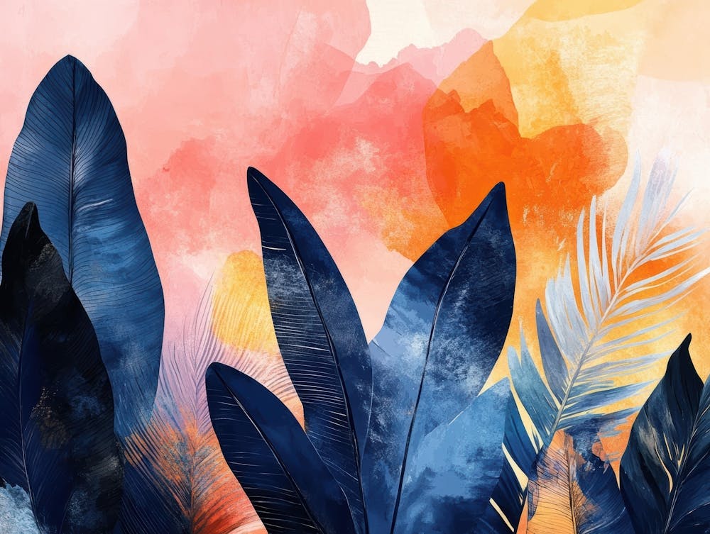 Watercolor Of Tropical Leaves 1