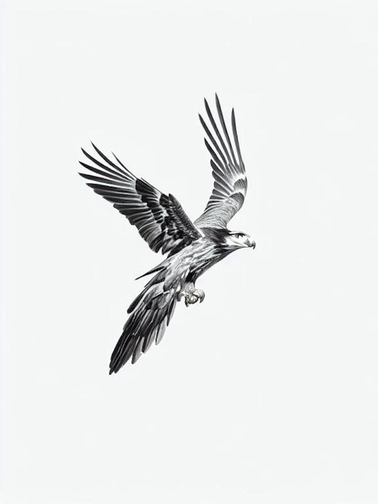 Golden Eagle B&W Pencil Drawing 4 Bird