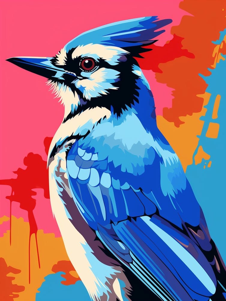 Andy Warhol Style Bird Blue Jay 3