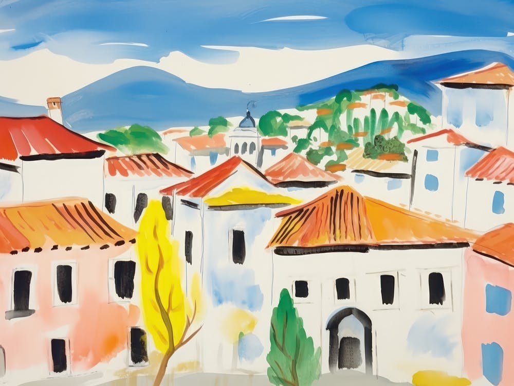 Prato Italy Cute Watercolour Illustration 2