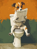 Dog Reading Newspaper On Toilet 8