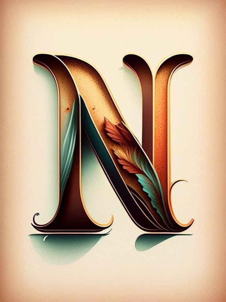 N, Lettre, Dessin Rétro Alphabet 3