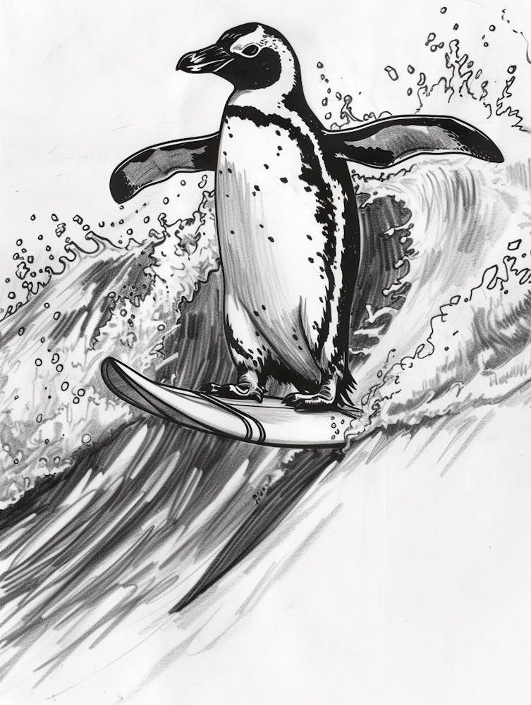 Manchot Royal Surfant sur les Vagues 1