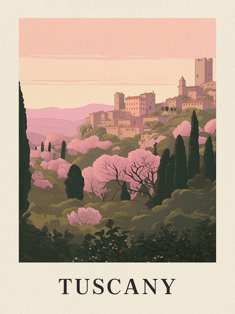Tuscany Vintage Pink Italy Poster